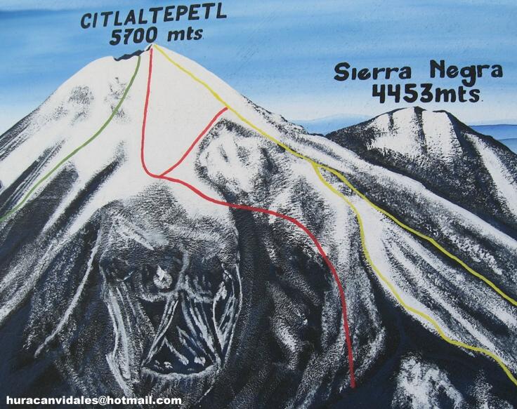 map for climb pico de Orizaba